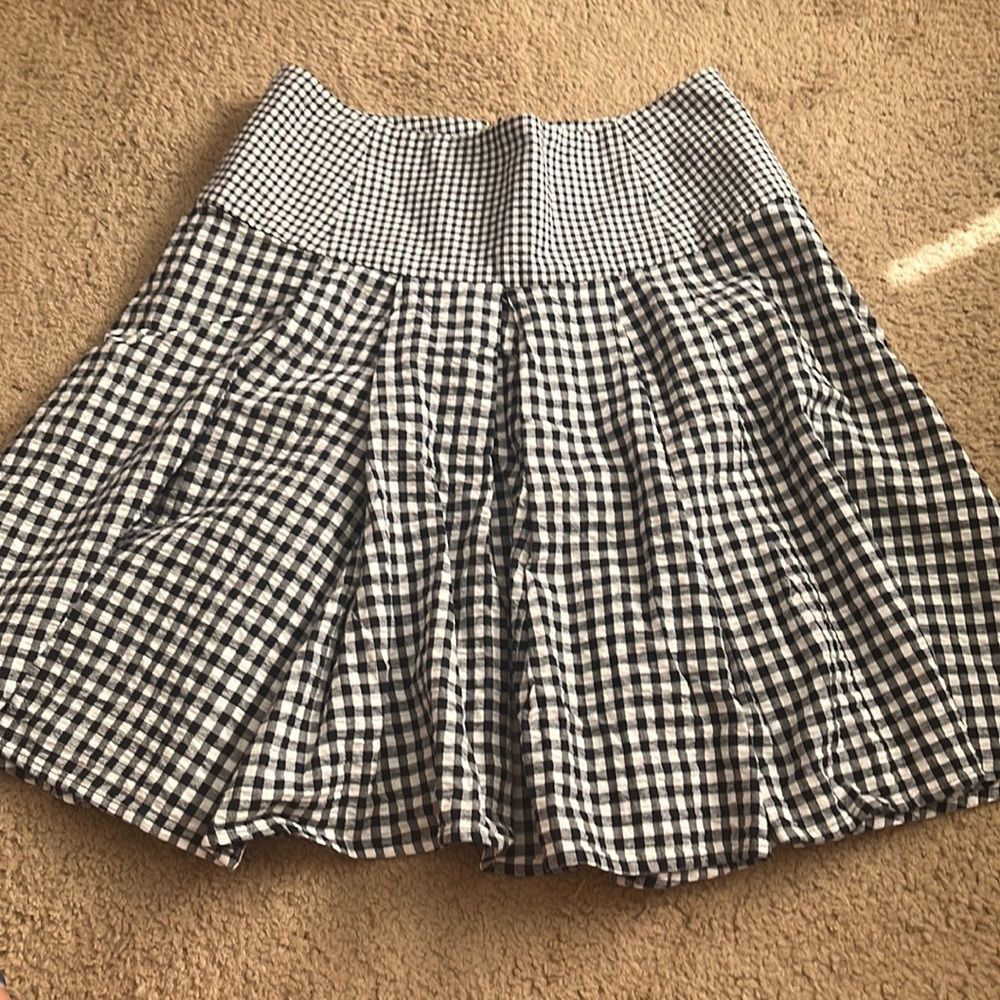 Black white gingham plaid Michael Kors swing midi skirt 6